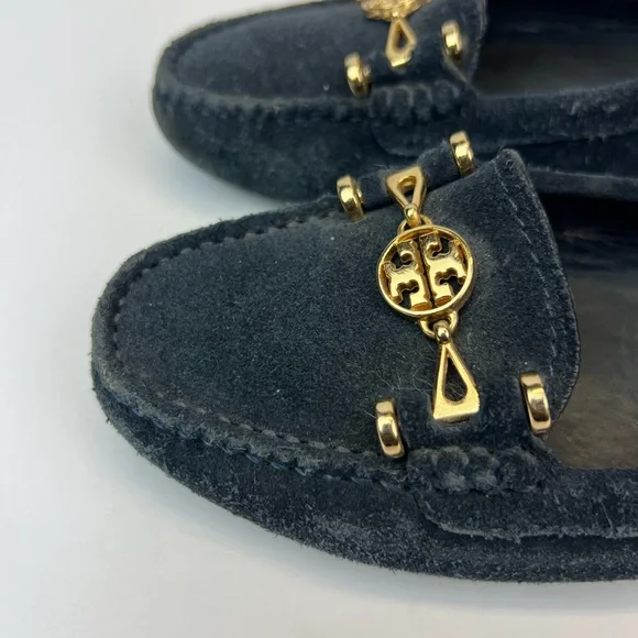 Tory Burch Navy  Blue Suede Moccasins Driving Loafer Shoes Size 7M - Picture 5 of 8